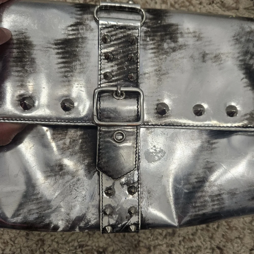Le Silla Silver Distressed Studded Women's Bag